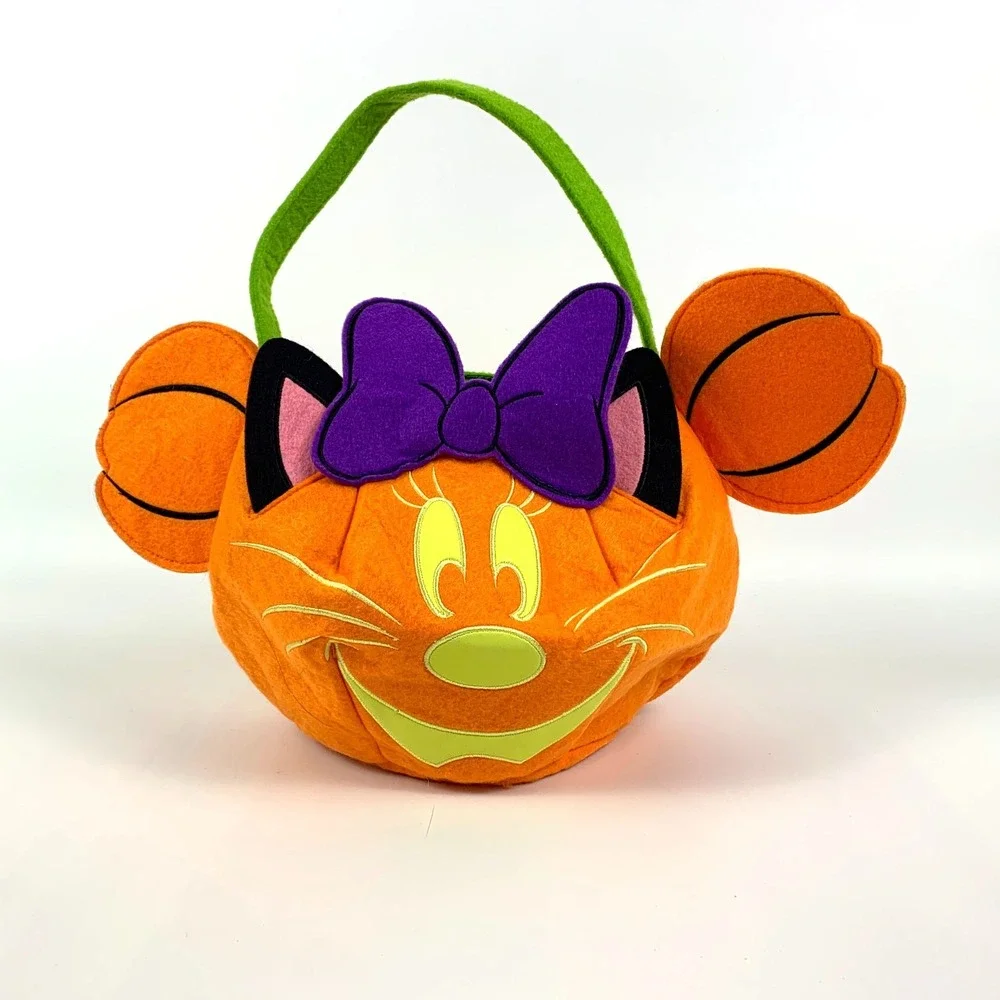 Disney Store Minnie Mouse Felt Halloween Trick or Treat Bucket Glow in the Dark